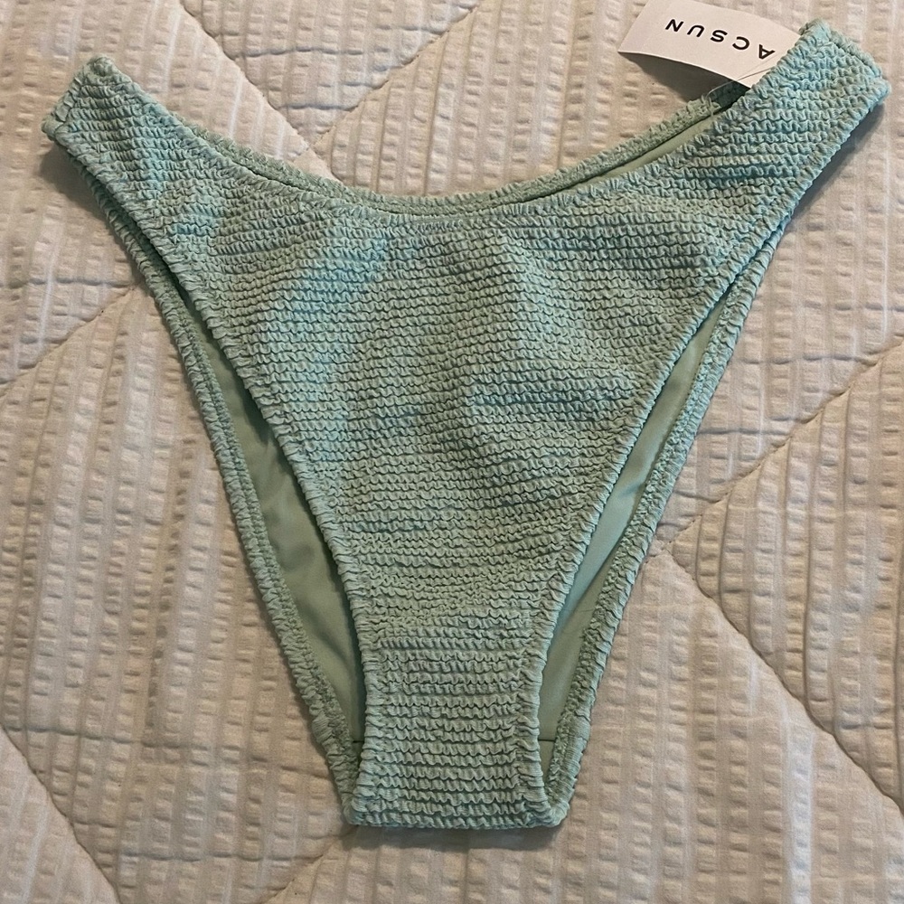 PacSun Aqua Riviera Scrunch Scoop High Cut Bikini Bottom S - Picture 3 of 8
